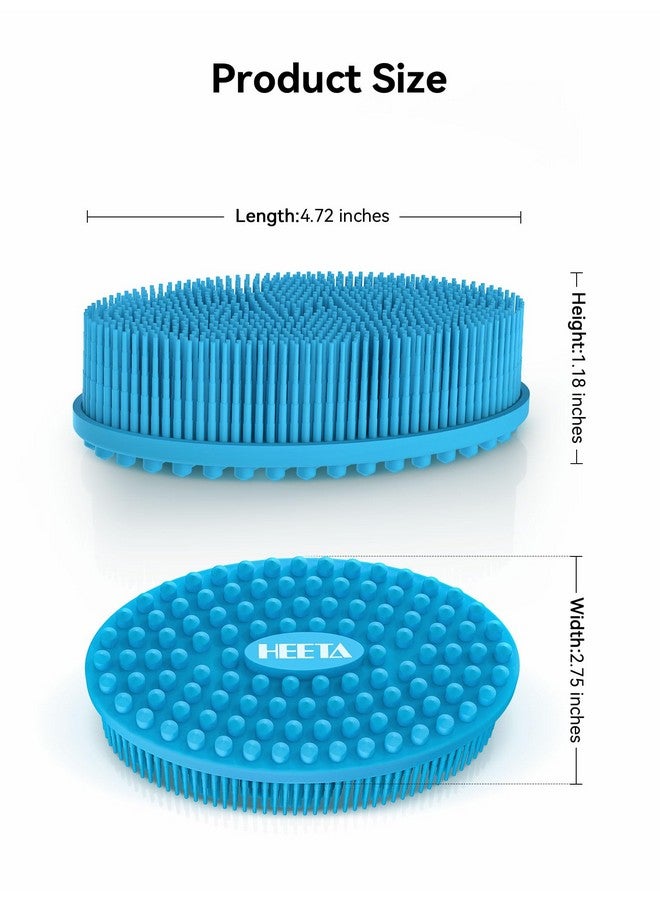 Silicone Body Scrubber Silicone Loofah Gentle Exfoliating 2 Side Design Silicone Boby Brush Lathers Well Easy To Clean & Durable For Removing Dead Skin And Dry Brush To Massage Skin Blue