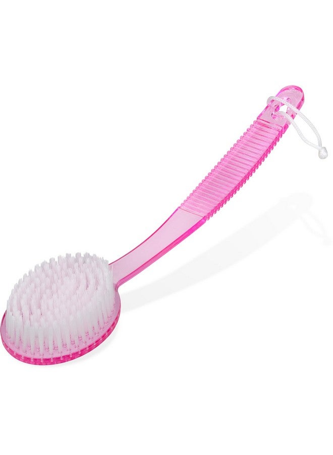 Bath Brush With Bristles Long Handle For Exfoliating Back Body And Feet Bath And Shower Scrubber Pink (1 Pack)