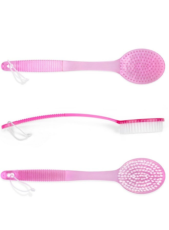 Bath Brush With Bristles Long Handle For Exfoliating Back Body And Feet Bath And Shower Scrubber Pink (1 Pack)