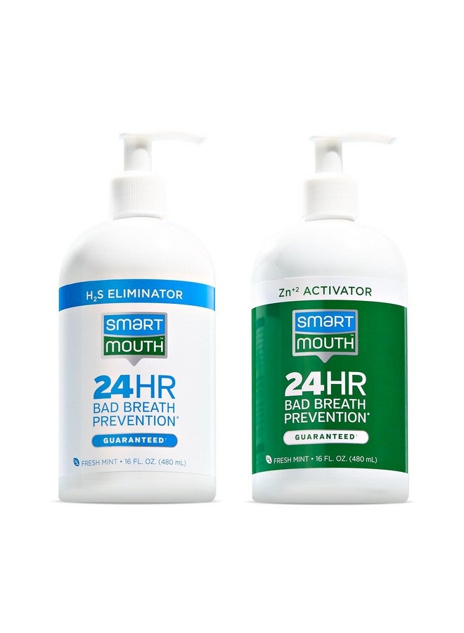 2Bottle Activated Mouthwash System With Pumps Adult Mouthwash For Bad Breath Twice Daily Oral Care System With Zinc Ion Technology Fresh Mint Flavor 32 Fl Oz (16 Oz Per Bottle)