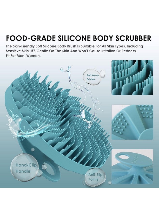 Foodgrade Silicone Body Scrubber Bath Shower Cleansing Brush Gentle Exfoliating And Massaging Nice Foaming More Hygienic And Last Longer (Dark Green)