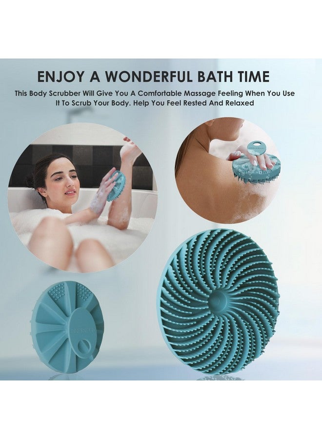 Foodgrade Silicone Body Scrubber Bath Shower Cleansing Brush Gentle Exfoliating And Massaging Nice Foaming More Hygienic And Last Longer (Dark Green)