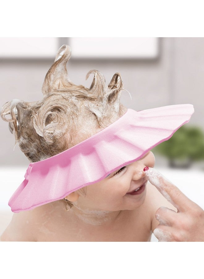 Baby Shower Cap Soft Adjustable Baby Bath Head Cap Visor For Washing Hair Shower Bathing Protection Bath Cap For Toddler Baby Kids Children (Pink)