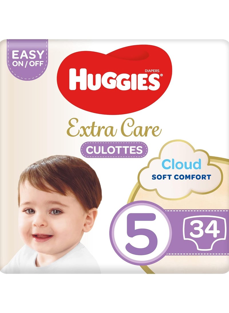 Huggies, Extra Care Culottes, Size 5, 12-17 kg, 34 Diaper Pants