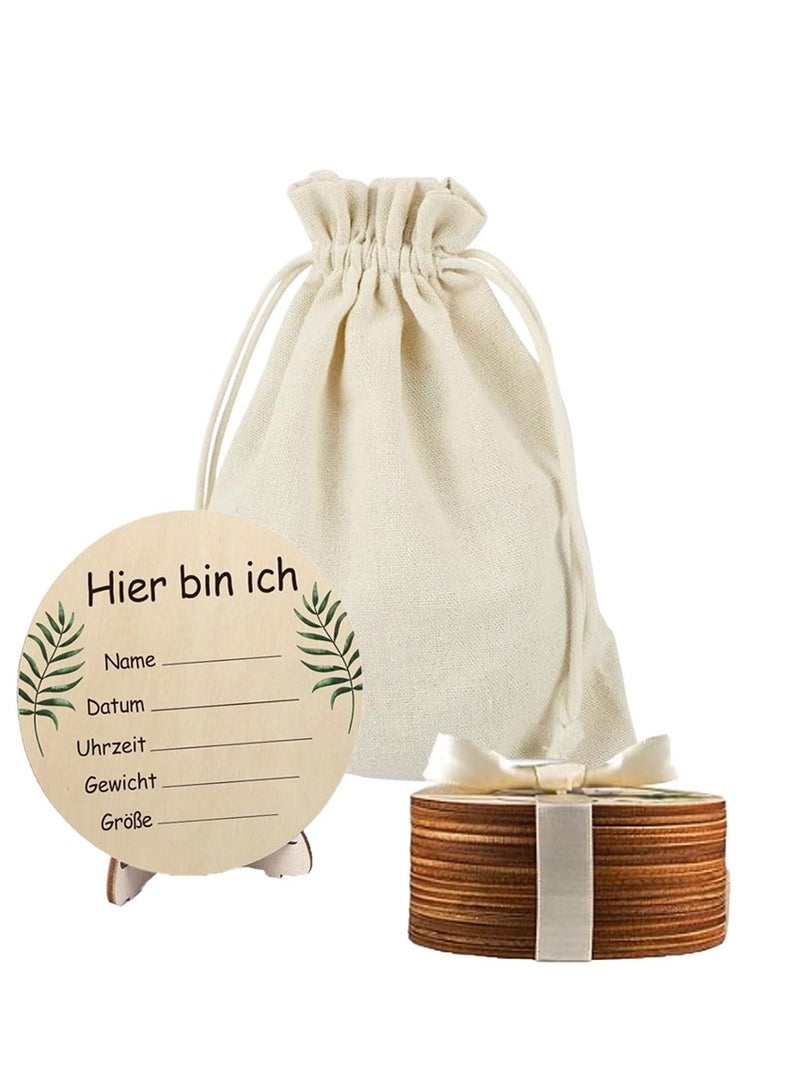 Monthly Milestone Photo Cards For Baby's First Year 15 Pieces Wooden Newborn Welcome Discs Sign Double Sided Photo Prop With Stand Exquisite Animal Pattern Pregnancy Journey Milestone Markers
