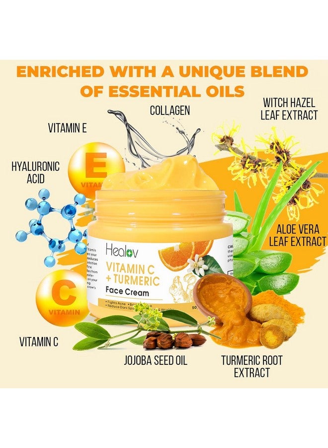 Turmeric Face Cream For Dark Spots Natural Turmeric Skin Brightening Lotion For Face & Body Cleanse Skin Fight Acne Even Tone Clear Scars Sun Damage & Hyperpigmentation With Vitamin C