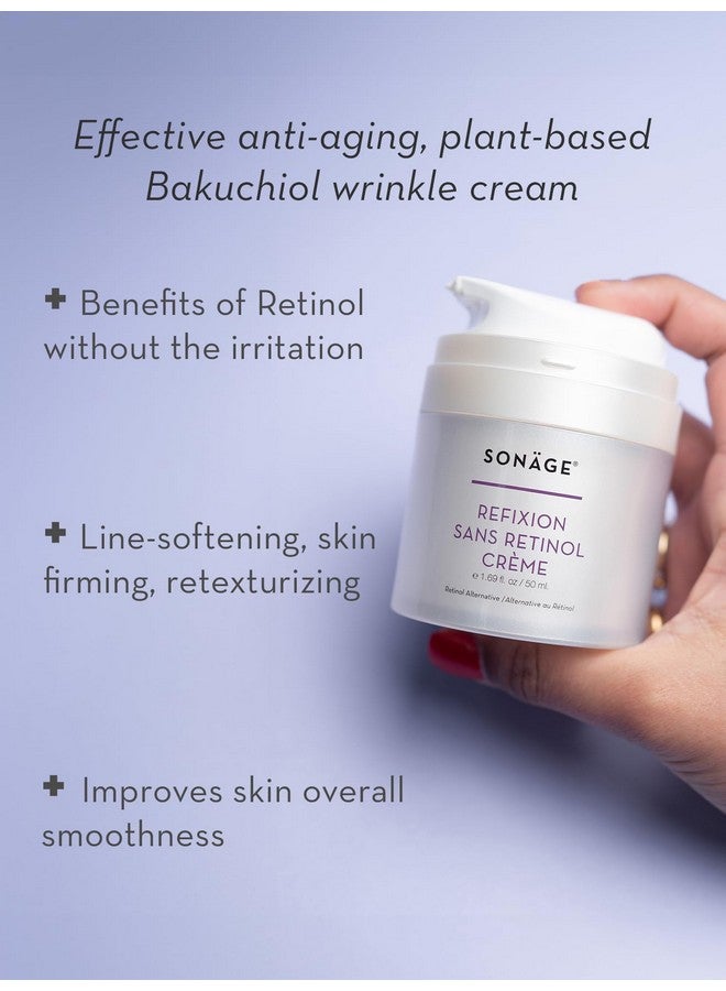 Refixion Sans Retinol Creme Antiaging Moisturizer With Bakuchiol Effective Retinol Alternative Treatment Reduces Appearance Of Fine Lines And Wrinkles Fights Dark Spots And Discoloration