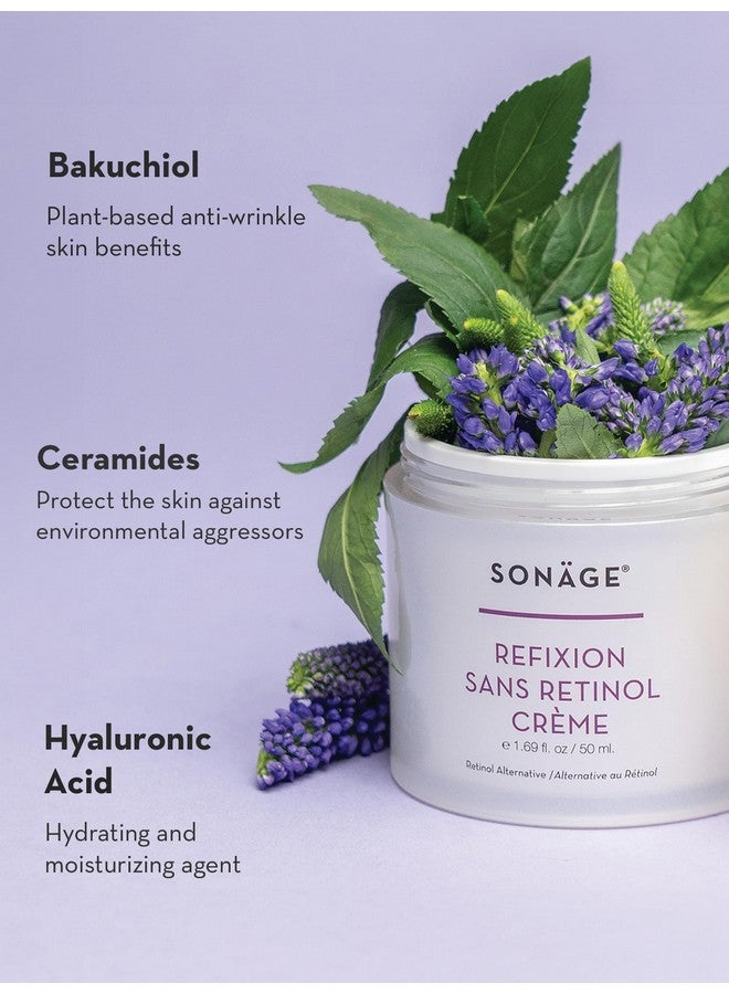 Refixion Sans Retinol Creme Antiaging Moisturizer With Bakuchiol Effective Retinol Alternative Treatment Reduces Appearance Of Fine Lines And Wrinkles Fights Dark Spots And Discoloration