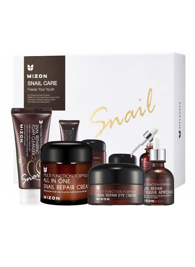 Gift Set Allin1 Snail Repair Cream Snail Repair Intensive Ampoule Snail Repairing Foam Cleanser And Snail Repair Eye Cream Korean Skincare Set