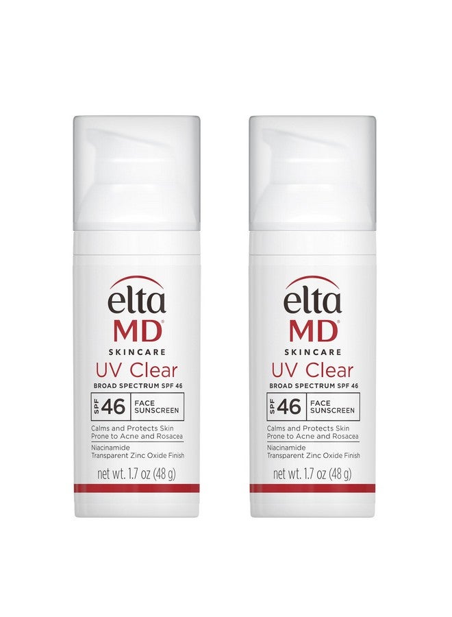 Uv Clear Face Sunscreen Spf 46 Oil Free Sunscreen With Zinc Oxide Protects And Calms Sensitive Skin And Acneprone Skin Lightweight Silky Dermatologist Recommended (2 Pack)