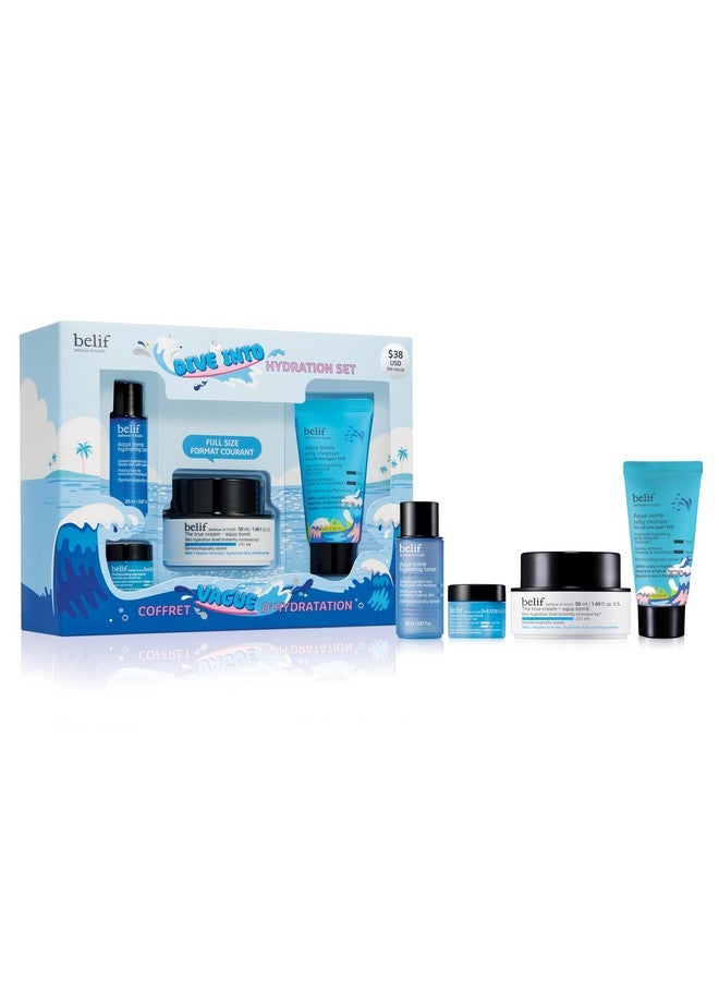 Aqua Bomb Dive Into Hydration Set 26 Hours Of Hydrating Antioxidant Skincare Soothing & Hydrating Herbs Aqua Bomb Cleansing Balm Hydrating Toner Eye Bomb