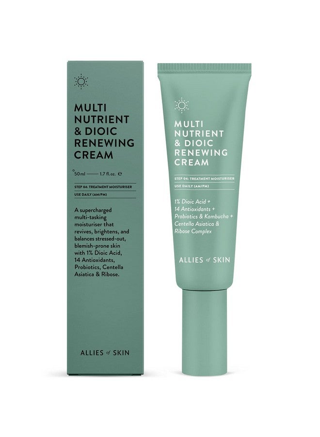 Multi Nutrient & Dioic Renewing Cream Moisturizer With Dioic Acid 14 Antioxidants Probiotics & Centella Asiatica. Targets Imperfections Brightens & Protects Skin 1.7 Oz / 50 Ml