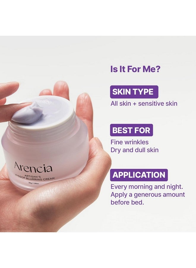 Hyssop Blurring Cream Intense Collagen Face Moisturizer & Night Repair Cream For Antiaging Nourishing Skin Barrier Premium Korean Skincare 1Oz