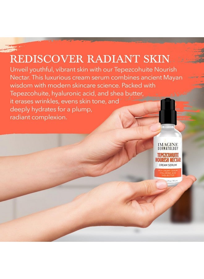 Tepezcohuite Nourish Nectar Concentrated Hyaluronic Acid Shea Butter Cream Serum Moisturizer Mimosa Tenuiflora Bark Extract Used By Mayan Healers Unscented Paraben Free Made In Usa 2 Fl Oz/ 59.4 Ml