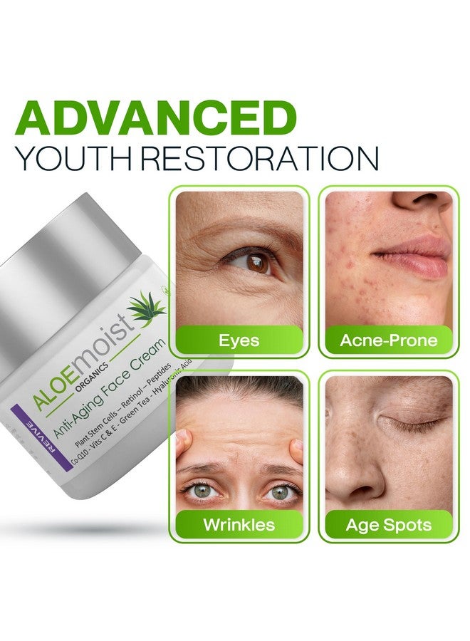 Anti Aging Retinol Cream For Face With Hyaluronic Acid Vitamin C & E Pure Aloe Vera Gel Green Tea Glycolic Acid Retinol Eye Cream Fine Line & Wrinkle Cream For Women & Men 2 Fl Oz.