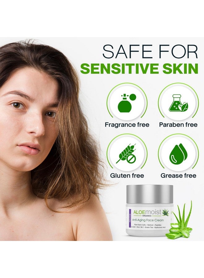 Anti Aging Retinol Cream For Face With Hyaluronic Acid Vitamin C & E Pure Aloe Vera Gel Green Tea Glycolic Acid Retinol Eye Cream Fine Line & Wrinkle Cream For Women & Men 2 Fl Oz.