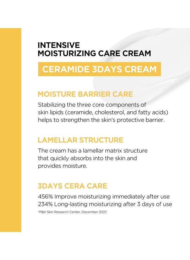 Ceramide 3Days Cream Moisturizer & Soothing With Ceramide Moisture Barrier Care Nonsticky Cream (50Ml 1.69 Fl.Oz)