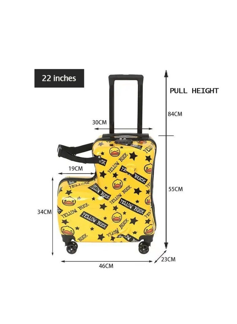 Children Trolley Case, Kid Riding Luggage ABS Material 360 Degree Silent Travel Suitcase