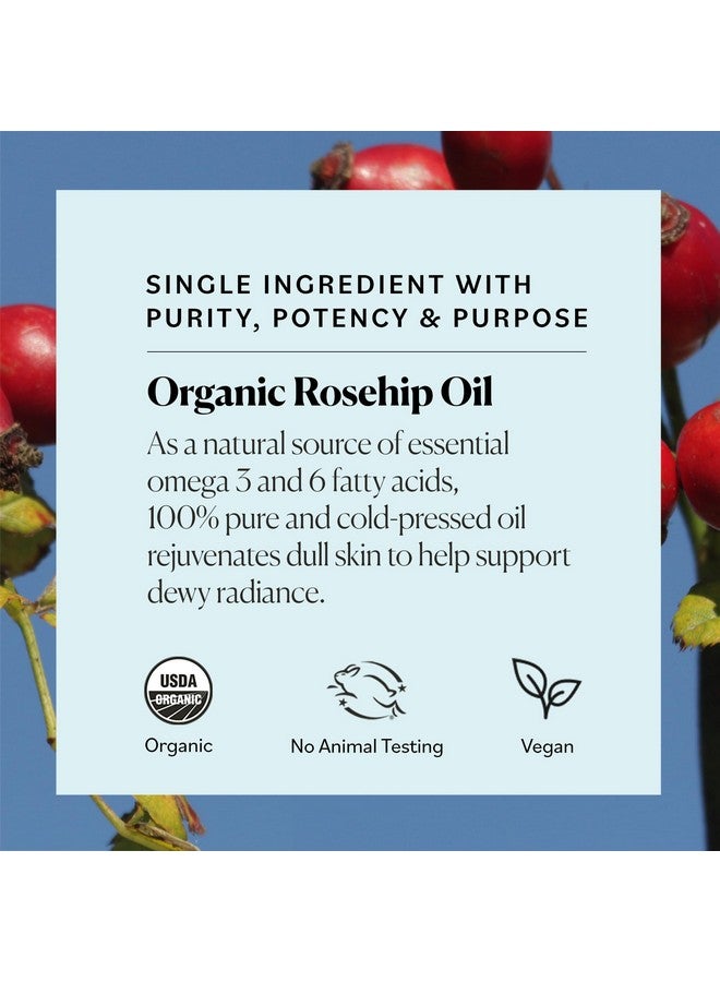 Organic Rosehip Oil (1Oz) Coldpressed Rosehip Seed Oil Antiaging Face Oil Antioxidant Face Oil 100% Pure Antiaging Rosehip Seed Oil For Radiant Skin Hair And Acne