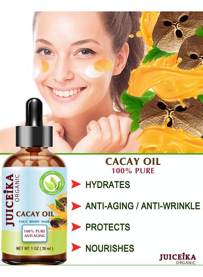 Cacay Oil 100% Pure Natural Virgin Unrefined Coldpressed Carrier Oil 1 Fl Oz 30 Ml For Face Skin Body Hair Lip Nails
