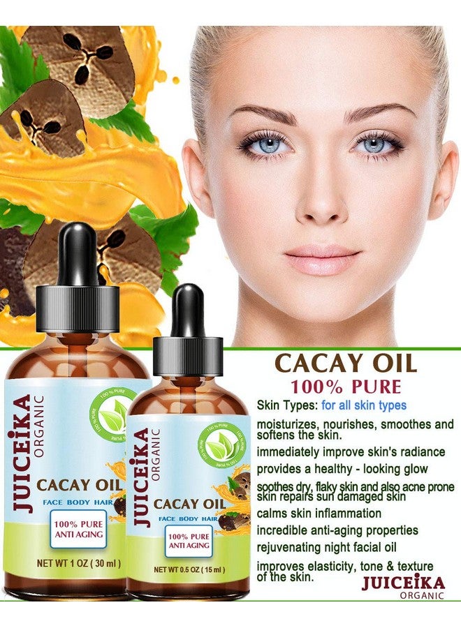 Cacay Oil 100% Pure Natural Virgin Unrefined Coldpressed Carrier Oil 1 Fl Oz 30 Ml For Face Skin Body Hair Lip Nails