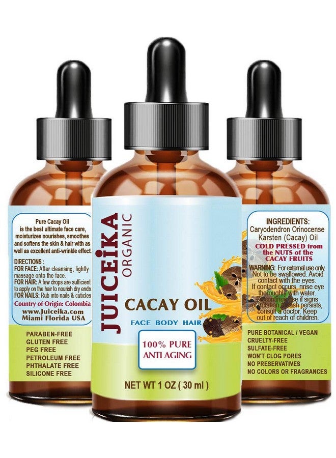 Cacay Oil 100% Pure Natural Virgin Unrefined Coldpressed Carrier Oil 1 Fl Oz 30 Ml For Face Skin Body Hair Lip Nails