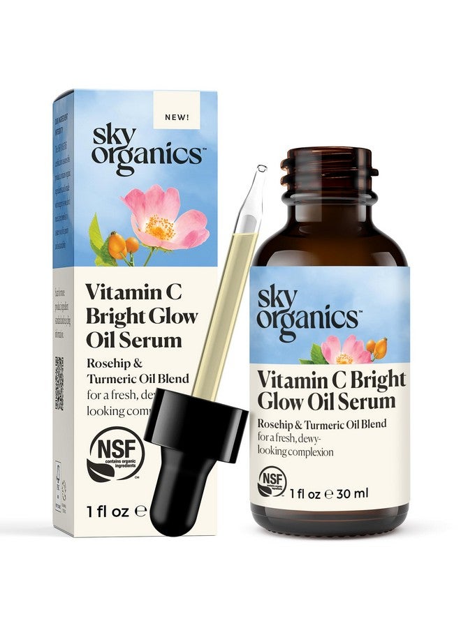 Vitamin C Bright Glow Oil Serum With Rosehip & Turmeric Oil Blend 1 Fl Oz