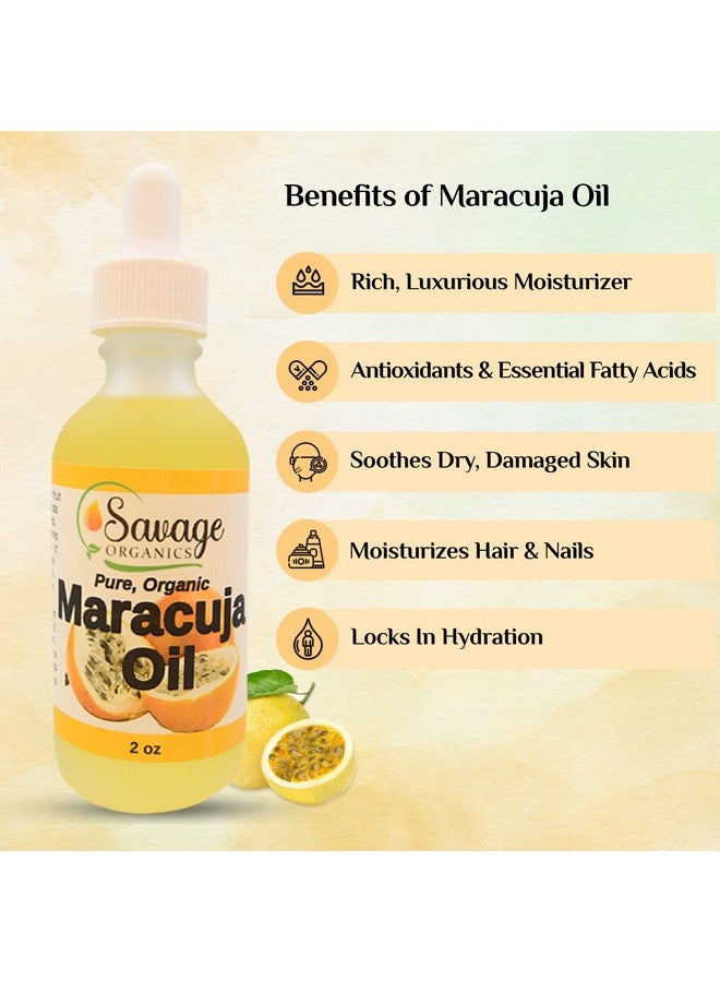 Maracuja Oil Passion Fruit Oil Pure Organic Maracuya Moisturizer For Face Skin Hair & Nails 2 Oz Glass Bottle