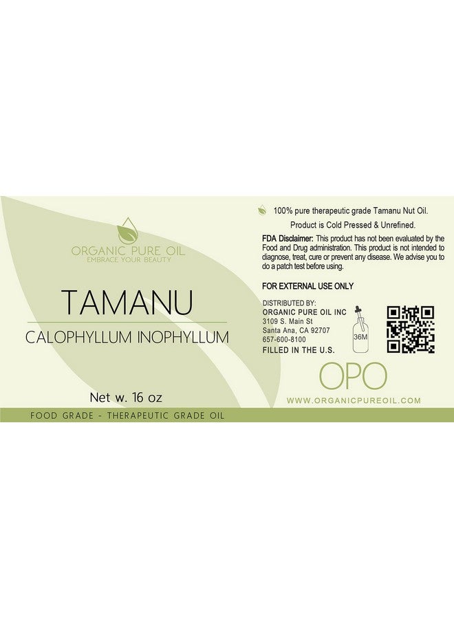 Tamanu Oil 100% Pure Uncut Organic Sourced Unrefined Nongmo Cold Pressed Nut Carrier Oil For Skin Hair Nails Body Face Diy Cosmetic Premium Grade A 16 Oz Hydrating Moisturizing