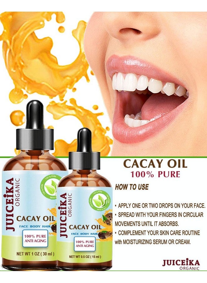 Cacay Oil 100% Pure Natural Virgin Unrefined Coldpressed Carrier Oil 0.5 Fl Oz 15 Ml For Face Skin Body Hair Lip Nails
