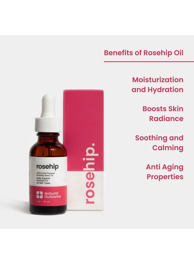 Rosehip Oil 100% Pure Coldpressed Rosehip Seed Face Oil Antiaging Facial Oil To Plump Balance & Hydrate 1 Oz