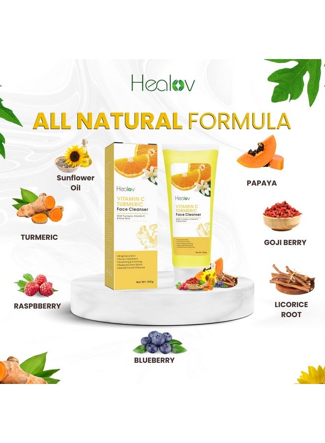 Turmeric Face Wash Skin Brightening Turmeric Liquid Soap For Discoloration Natural Anti Aging Exfoliating Turmeric Facial Cleanser For Spots Acne Sun Damage Turmeric Soap Skincare