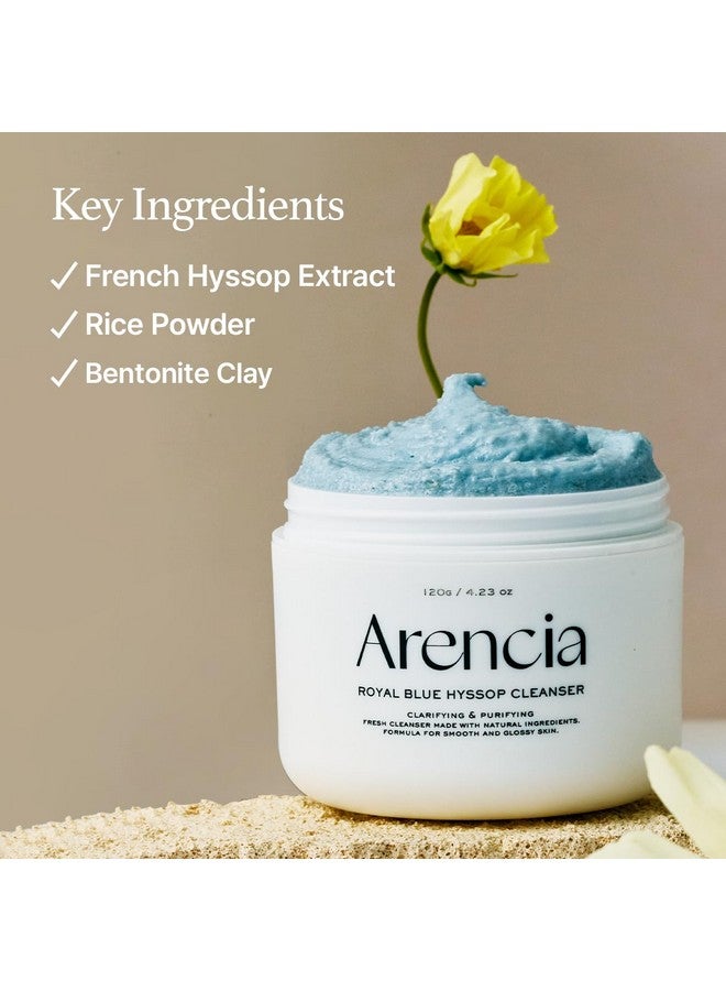 Royal Blue Hyssop Brightening Face Scrub & Exfoliator Spa Quality All Skin Types Vegan Deepcleansing & Moisturizing Facial Cleanser (4.23Oz)
