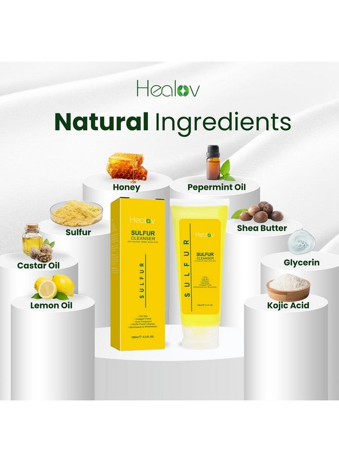 Sulfur Soap Sulfur Face & Body Wash For Acne Sulphur Exfoliating Facial Cleanser Absorbs Excess Oil Reduces Breakouts & Cleanses Skin Natural Cystic Acne Rosacea Skin Care Treatment