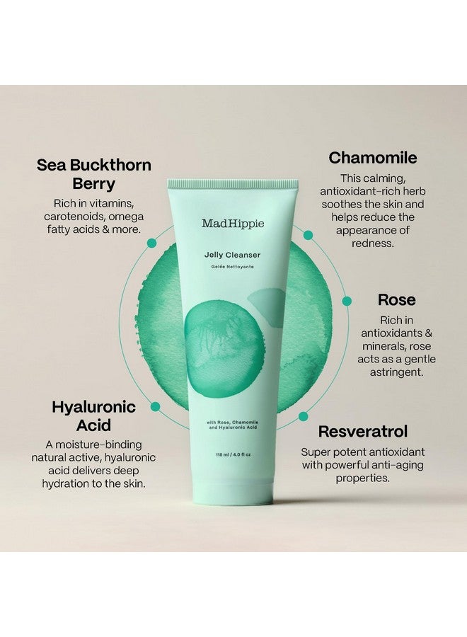 Jelly Cleanser Jelly To Milky Hydrating Face Wash For Women/Men With Rose Chamomile And Hyaluronic Acid 4 Fl Oz