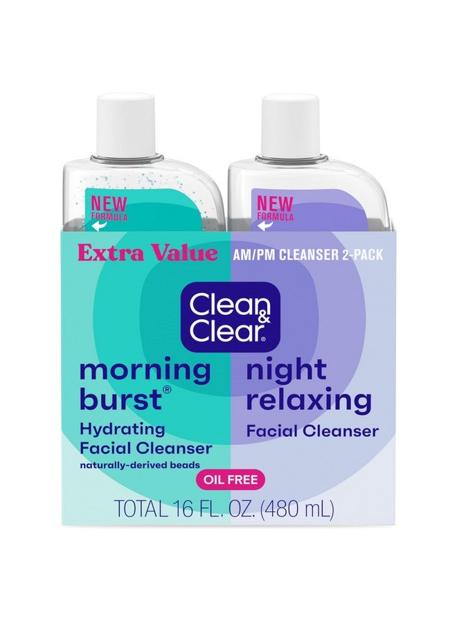 2Pack Day & Night Daily Face Cleansers Morning Burst Hydrating Facial Cleanser & Night Relaxing Deep Cleansing Face Wash Oilfree & Won'T Clog Pores 2 X 8 Fl. Oz