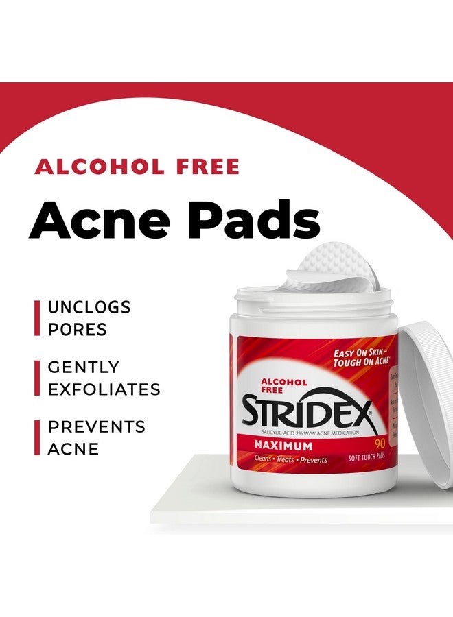 Medicated Acne Pads Maximum 90 Count Pack Of 3 Facial Cleansing Wipes Alcoholfree Face Pads Acne Treatment For Face For Moderate Acne Smooth Application