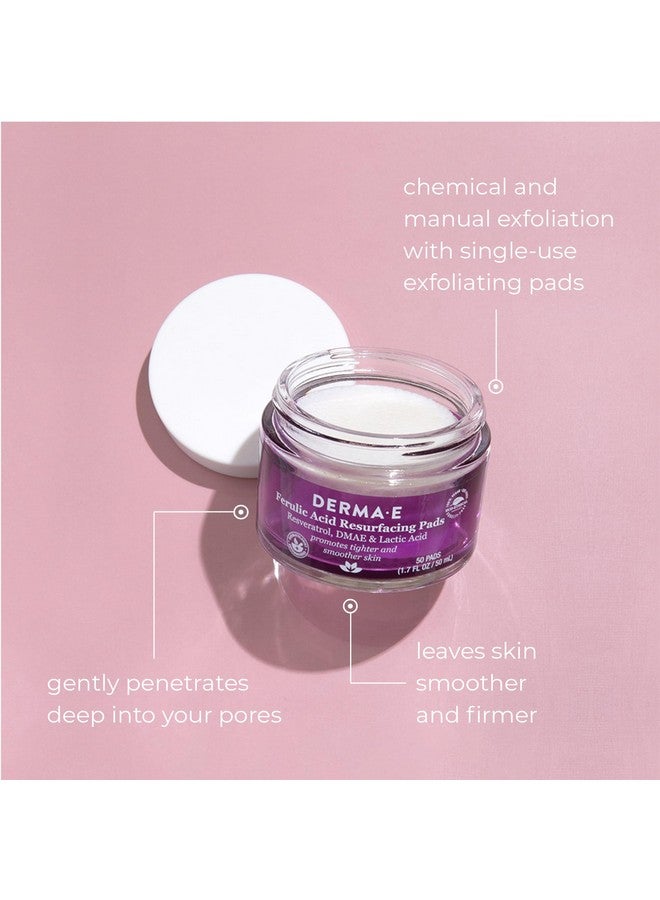 Derma E Ferulic Acid Resurfacing Pads Gently Exfoliating Wipes For Facial Radiance Deeply Cleansing Skin Resurfacing And Clarifying Pads 1.7 Fl Oz (50 Pads)