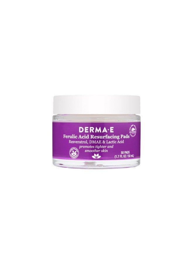 Derma E Ferulic Acid Resurfacing Pads Gently Exfoliating Wipes For Facial Radiance Deeply Cleansing Skin Resurfacing And Clarifying Pads 1.7 Fl Oz (50 Pads)