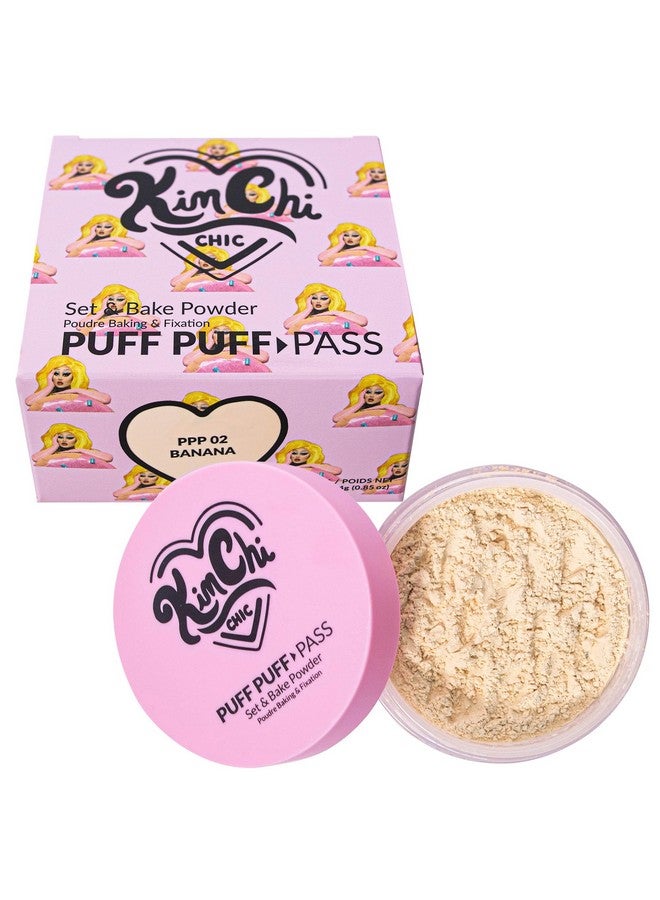 Beauty Puff Puff Pass Set & Bake Setting Powder Translucent Finishing Powder And Color Corrector Banana