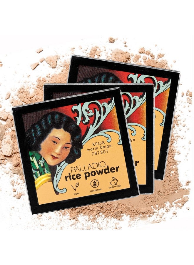 Rice Powder Loose Setting Powder Absorbs Oil Leaves Face Looking And Feeling Smooth Helps Makeup Last Longer For A Flawless Fresh Look Warm Beige Pack Of 3