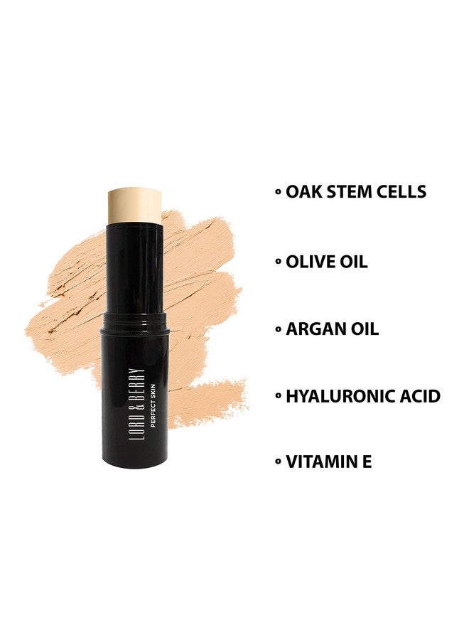 Perfect Skin Smooth Creamy Natural Look Foundation Stick Soft Matte Finish With Oak Stem Cells Olive Oil Argon Oil Hyaluronic Acid And Vitamin E Natural Ivory