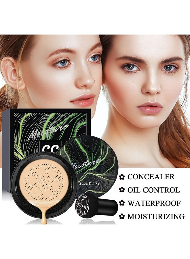 Air Cushion Cc Cream Mushroom Head Foundation Moisturizing Bb Cream Makeup Long Lasting Matte Concealer (Nude)