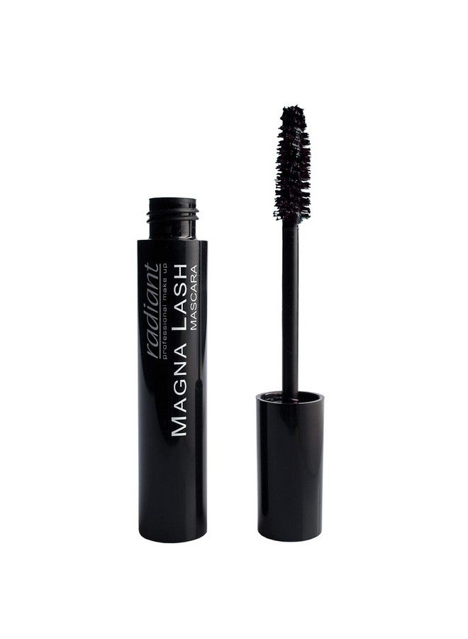 Radiant Professional Magna Lash Mascara Volume And Curl Silicone Brush Deep Color Smudge Proof Lengthening Lashes Cruelty Free Natural Wax For Healthy Eyelashes 0.43 Ounces Black