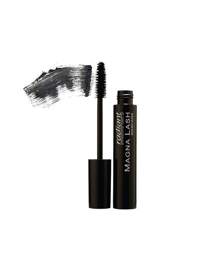 Radiant Professional Magna Lash Mascara Volume And Curl Silicone Brush Deep Color Smudge Proof Lengthening Lashes Cruelty Free Natural Wax For Healthy Eyelashes 0.43 Ounces Black