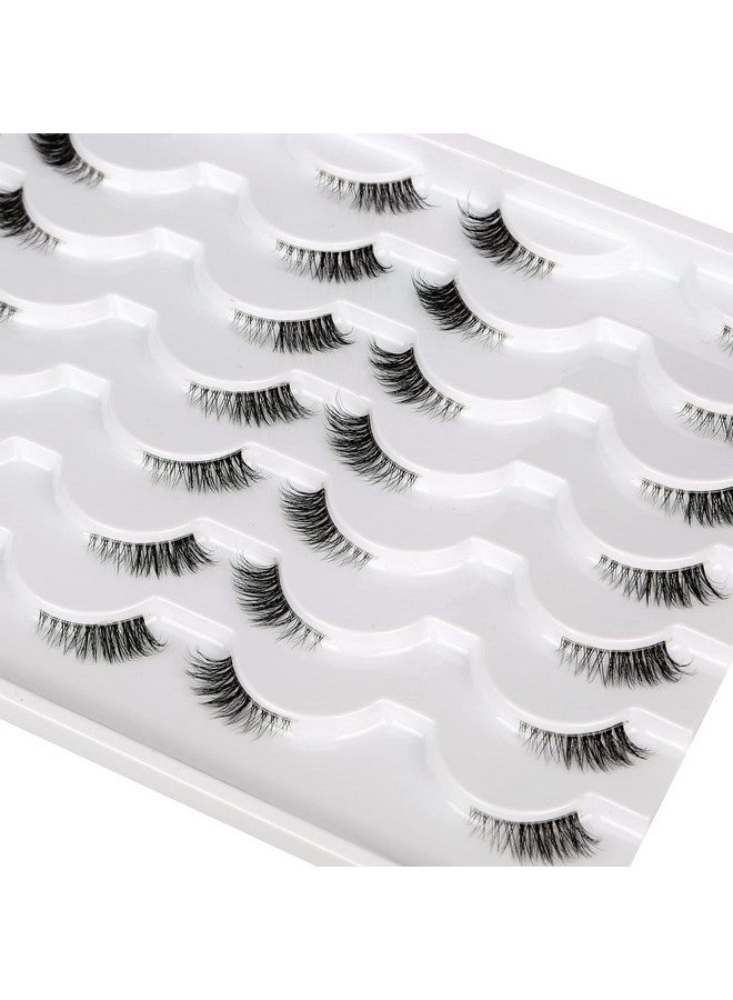 Half False Eyelashes With Clear Band Wispy Cat Eye Look Natural Short Accent Lashes Faux Mink Fake Eyelashes 14 Pairs Pack