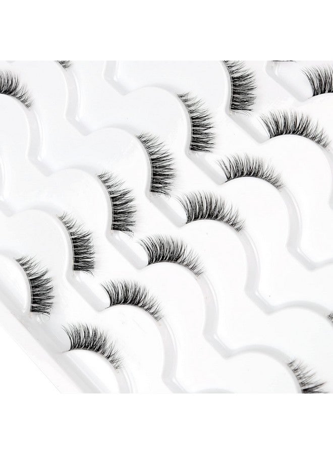 Half False Eyelashes With Clear Band Wispy Cat Eye Look Natural Short Accent Lashes Faux Mink Fake Eyelashes 14 Pairs Pack