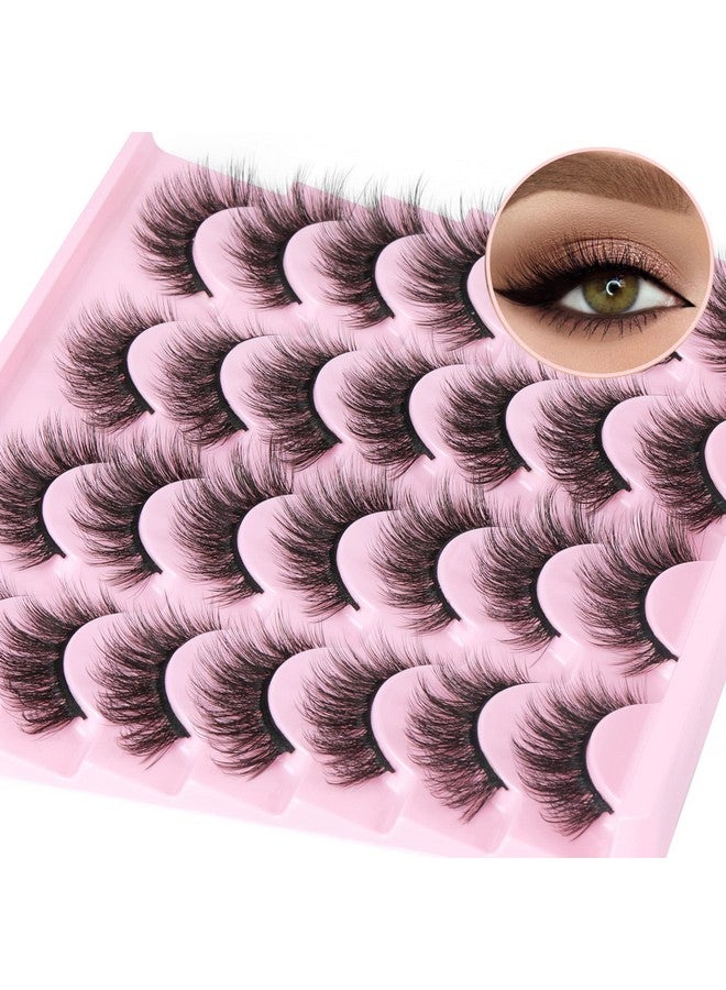 14 Pairs False Eyelashes Natural Mink Lashes Fluffy Wispy Cat Eye Lashes 14Mm 3D Volume Strip Fake Eyelashes Pack By Tnfvloneins