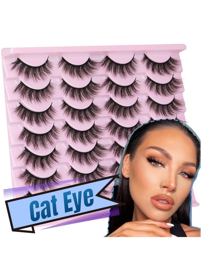 14 Pairs False Eyelashes Natural Mink Lashes Fluffy Wispy Cat Eye Lashes 14Mm 3D Volume Strip Fake Eyelashes Pack By Tnfvloneins