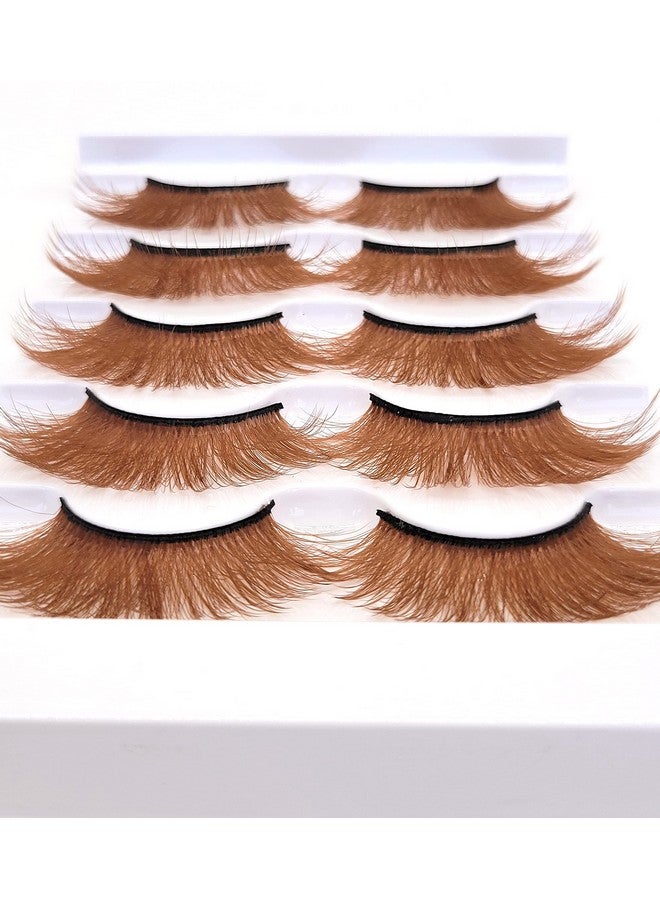 Colored Lashes 20Mm 5 Pairs Pack 3D Faux Mink Brown Eyelashes Brown False Lashes Strips (Fm306 1420Mm Brown 5 Pairs)